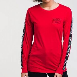 Crooks & Castles medium women's‎ red long-sleeved shirt